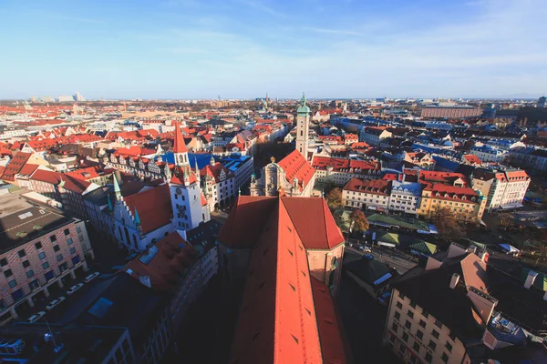 Vackra supervidvinkel soliga Flygfoto över München, Bayern, — Stockfoto