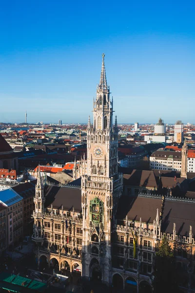 Bela vista aérea ensolarada super grande ângulo de Munique, Bayern , — Fotografia de Stock