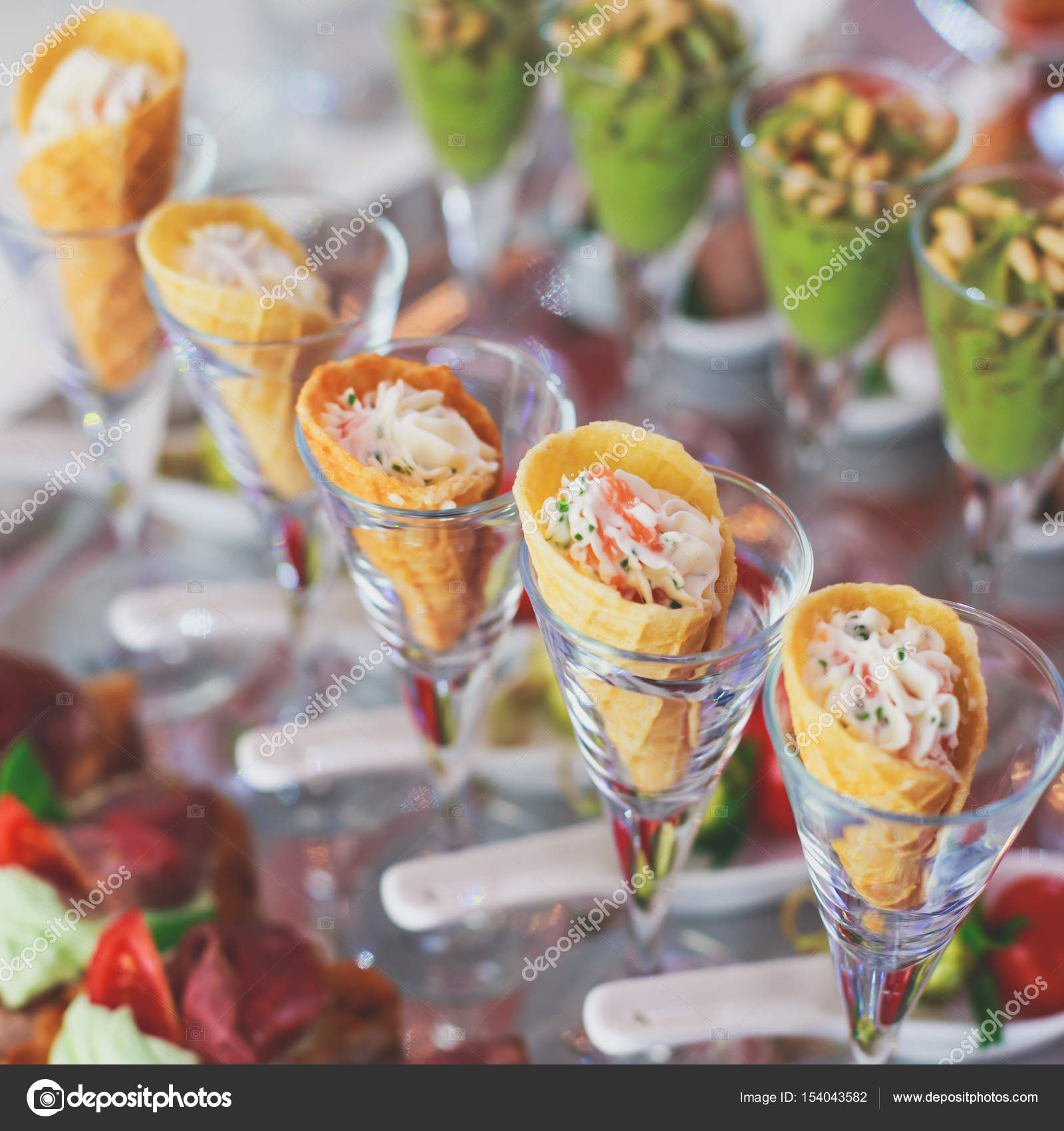beautifully decorated catering banquet table with different food