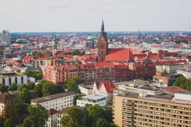 Hannover, Almanya, Aşağı Saksonya New Town Hall, Hannover gözlem güverteden gördün, güzel süper geniş açı yaz havadan görünümü