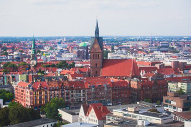 Hannover, Almanya, Aşağı Saksonya New Town Hall, Hannover gözlem güverteden gördün, güzel süper geniş açı yaz havadan görünümü