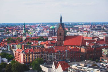 Hannover, Almanya, Aşağı Saksonya New Town Hall, Hannover gözlem güverteden gördün, güzel süper geniş açı yaz havadan görünümü