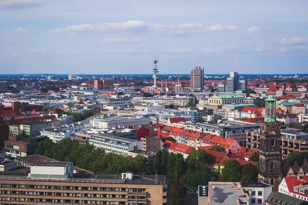 Hannover, Almanya, Aşağı Saksonya New Town Hall, Hannover gözlem güverteden gördün, güzel süper geniş açı yaz havadan görünümü