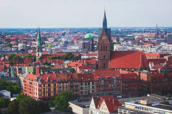 Hannover, Almanya, Aşağı Saksonya New Town Hall, Hannover gözlem güverteden gördün, güzel süper geniş açı yaz havadan görünümü