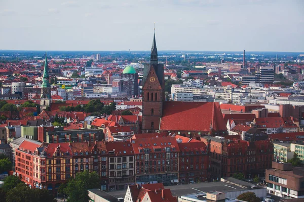 Hannover, Almanya, Aşağı Saksonya New Town Hall, Hannover gözlem güverteden gördün, güzel süper geniş açı yaz havadan görünümü