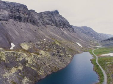 Khibiny dağlar, Rusya Federasyonu, Kola Yarımadası, Murmansk, hava güzel resmini uçak vurdu