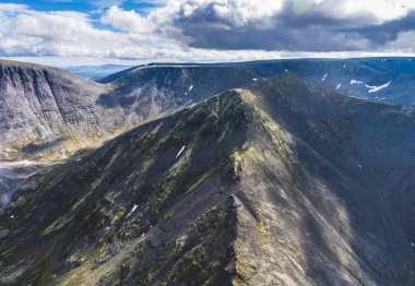 Khibiny dağlar, Rusya Federasyonu, Kola Yarımadası, Murmansk, hava güzel resmini uçak vurdu