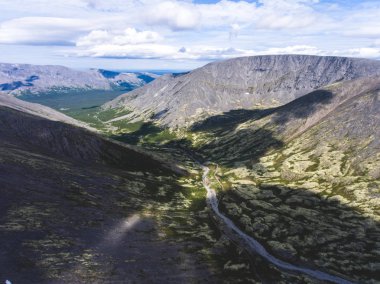 Khibiny dağlar, Rusya Federasyonu, Kola Yarımadası, Murmansk, hava güzel resmini uçak vurdu