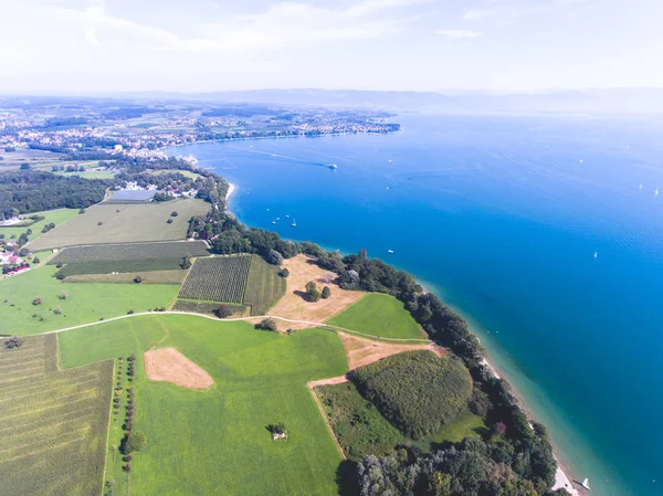 Bodensee, Almanya, Avusturya ve İsviçre, göle hava görünümünü dron vurdu — Stok fotoğraf