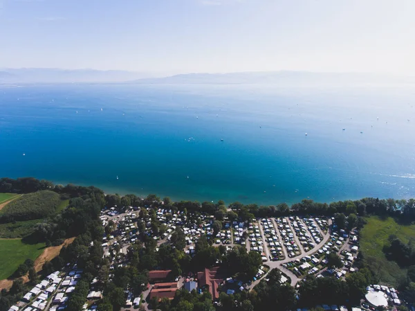 Bodensee, Almanya, Avusturya ve İsviçre, göle hava görünümünü dron vurdu — Stok fotoğraf