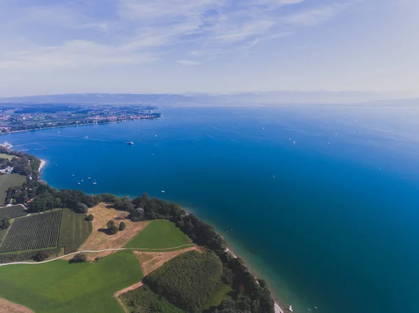 Bodensee, Almanya, Avusturya ve İsviçre, göle hava görünümünü dron vurdu — Stok fotoğraf