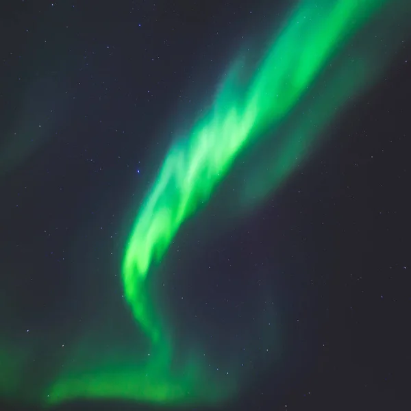 Hermosa imagen de la masiva multicolor verde vibrante Aurora Boreal, Aurora Polaris, también conocida como auroras boreales en el cielo nocturno sobre Noruega, Escandinavia — Foto de Stock