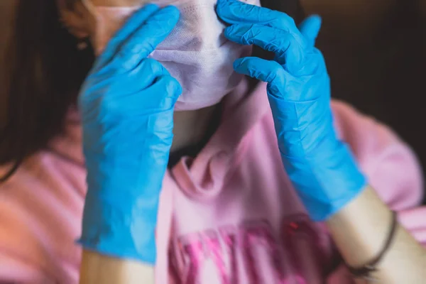 Blick Auf Verschiedene Farbige Gerichtsmedizinische Atemschutzmasken Rosa Grüne Und Blaue — Stockfoto