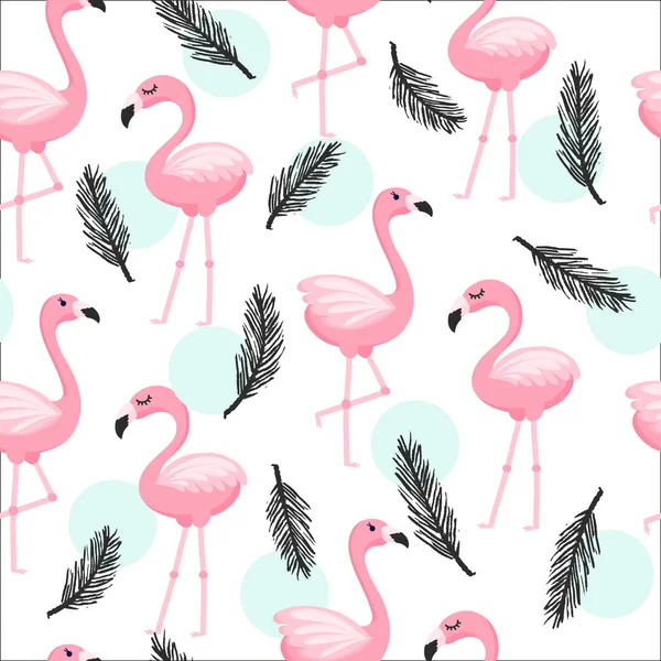 Flamingo tropikal desen — Stok Vektör