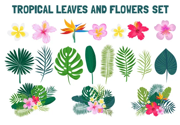 Palmiye yaprakları ve çiçekleri ile tropikal seamless modeli