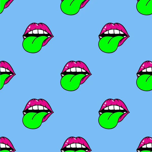 Patrón sin costuras con labios, boca — Vector de stock