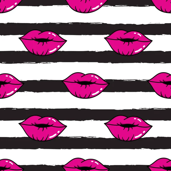 Seamless pattern with lips, mouth — Stock Vector