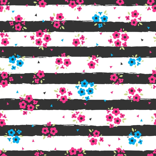 花とかわいいのシームレスなパターン — ストックベクタ