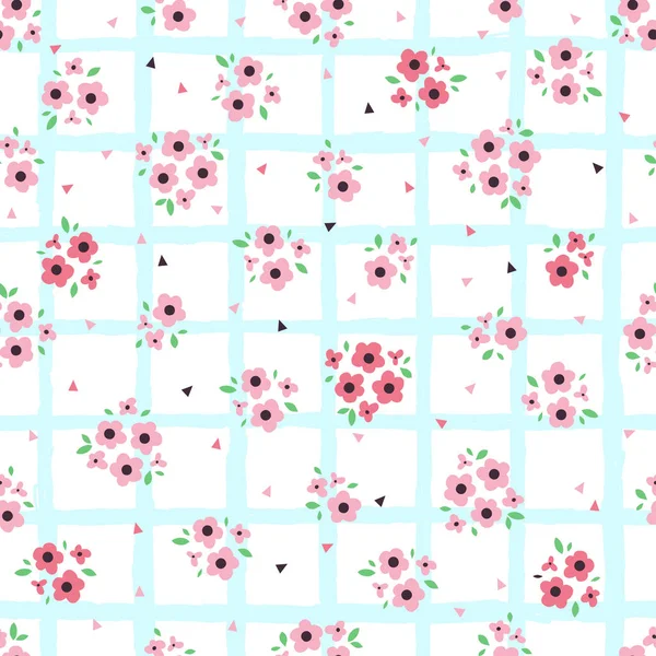 Roztomilý vzor bezešvé s květinami — Stockový vektor