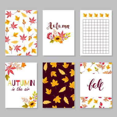 Set yaratıcı sonbahar kartları