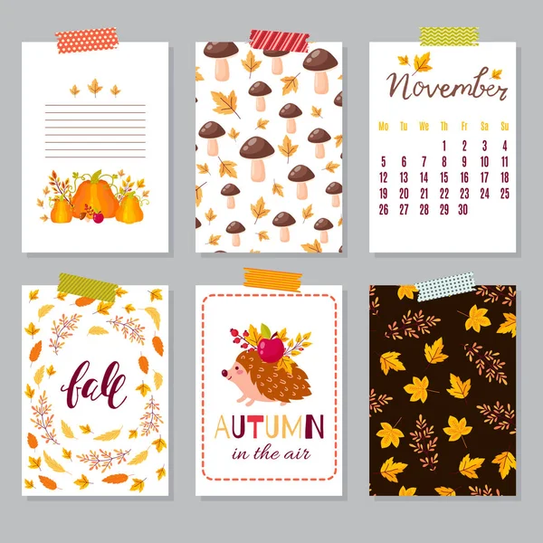 Conjunto de tarjetas otoño — Vector de stock