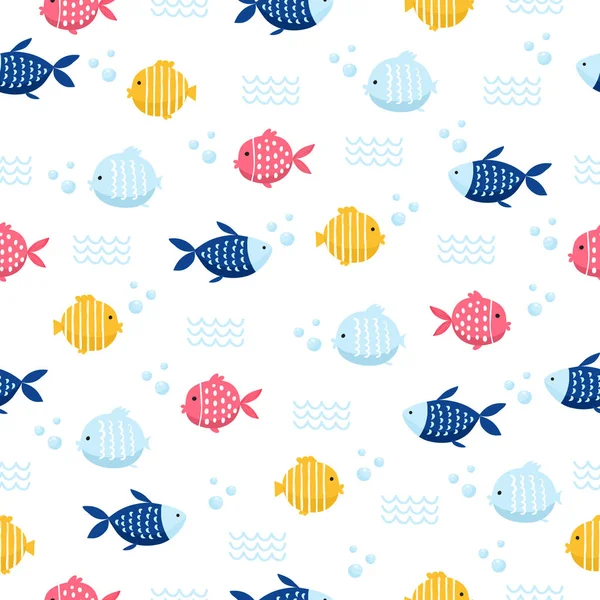Fish cartoon seamless pattern — Stock Vector