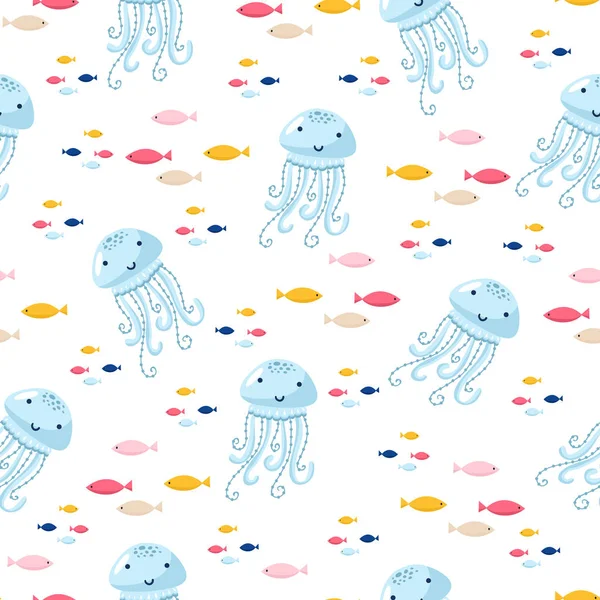 Modèle avec méduses et poissons — Image vectorielle