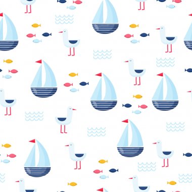 Nautical seamless vector pattern clipart