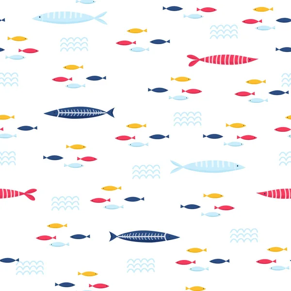 魚漫画シームレス パターン — ストックベクタ