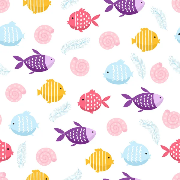 Fisk tecknade seamless mönster — Stock vektor