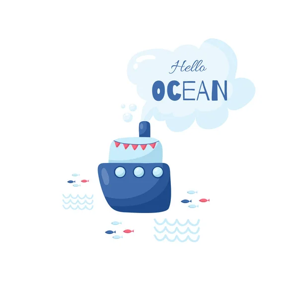 Modelos de cartões criativos bonitos com design de tema oceano . —  Vetores de Stock