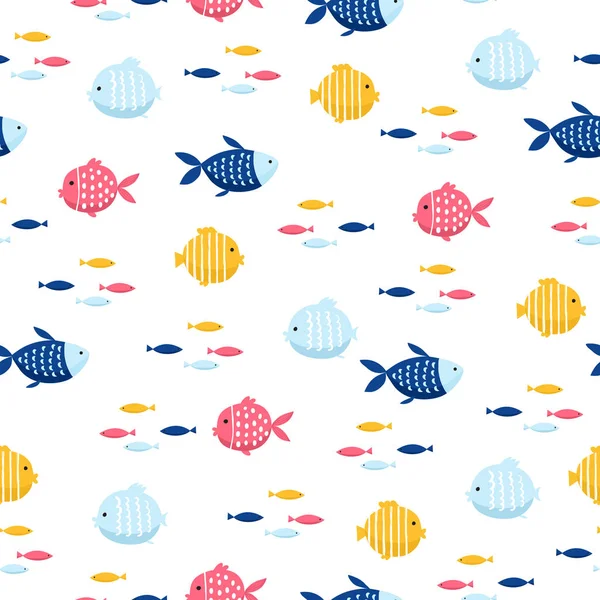 Poisson dessin animé motif sans couture — Image vectorielle