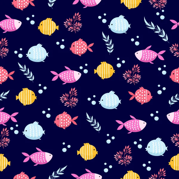 Fish cartoon seamless pattern — Stock Vector