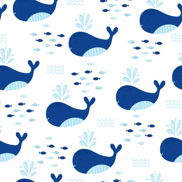 Dibujos animados de peces patrón sin costura — Archivo Imágenes Vectoriales