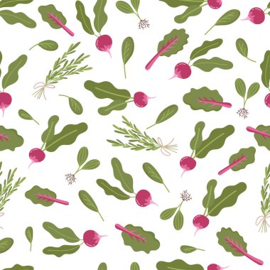 Kusursuz desenli, el çizimi renkli sebzeler.