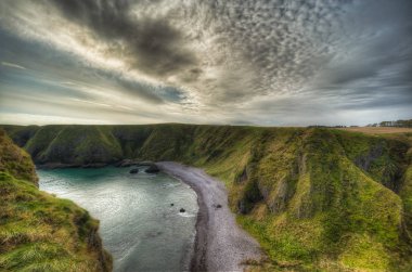 İskoçya 'daki Dunnottar Kalesi' nden manzara. Aberdeen yakınlarında. - 