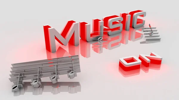 Музыка включена в 3D иллюстрации — стоковое фото
