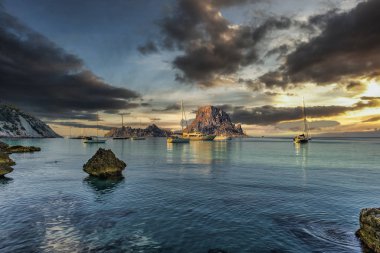 San Jose, İbiza 'daki Cala d' hort plajı - Balear Adaları, İspanya