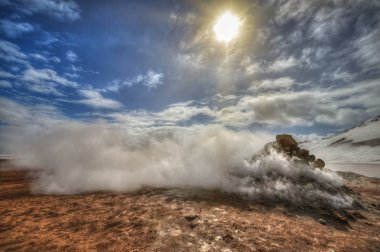  Jeotermal alanda Fumarola Namafjall Hver, İzlanda.