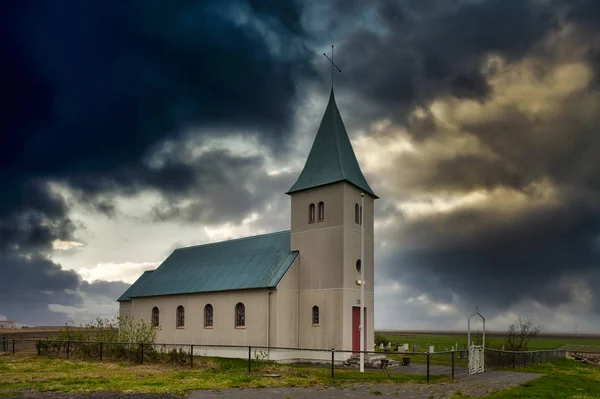 Faskruoarbakki church.. Small village called faskruoarbakki. — Stock Photo, Image