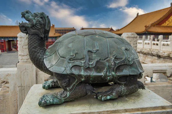Tartaruga Bronzo Nella Città Proibita Pechino Cina — Foto Stock