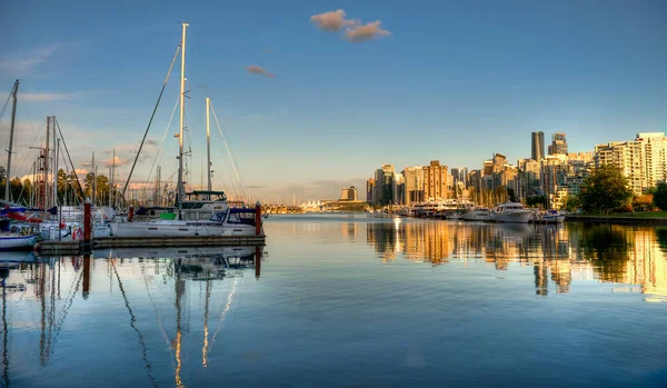 Panoramique Ville Vancouver Coucher Soleil Canada — Photo