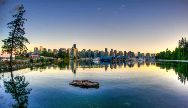 Panorama Der Stadt Vancouver Bei Sonnenuntergang Kanada — Stockfoto