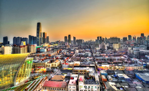 Ciudad Tianjin Atardecer China — Foto de Stock