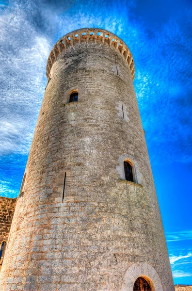 Tower Honoring Castle Bellver Majorca — Stock Photo, Image