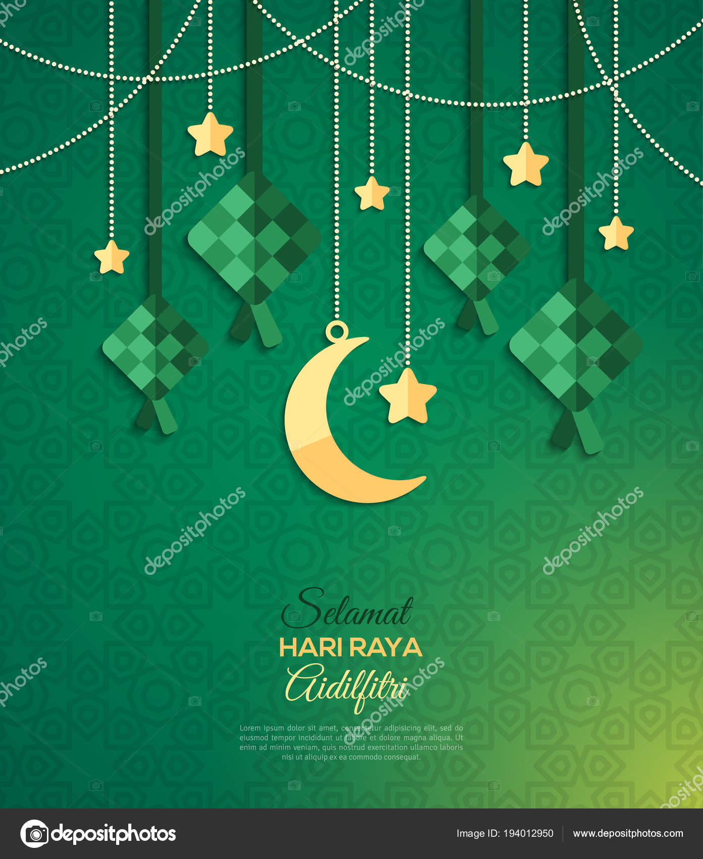 Selamat Hari Raya Aidilfitri Greeting Card Vector Image By C Kotoffei Vector Stock 194012950