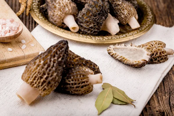 Morchella conica fresca, cogumelos sazonais . — Fotografia de Stock