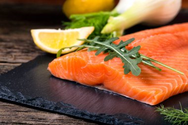 Salmon filet ready to cook. 
