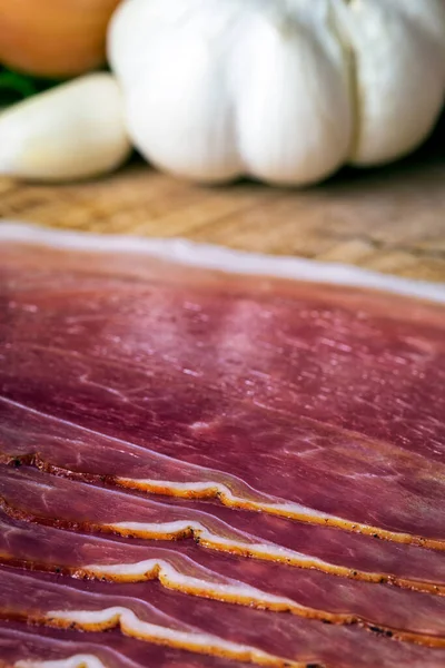 Smoked ham with schwarzwald ham and prosciutto — Stock Photo, Image