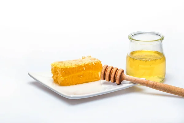 Cazo de miel y panal — Foto de Stock